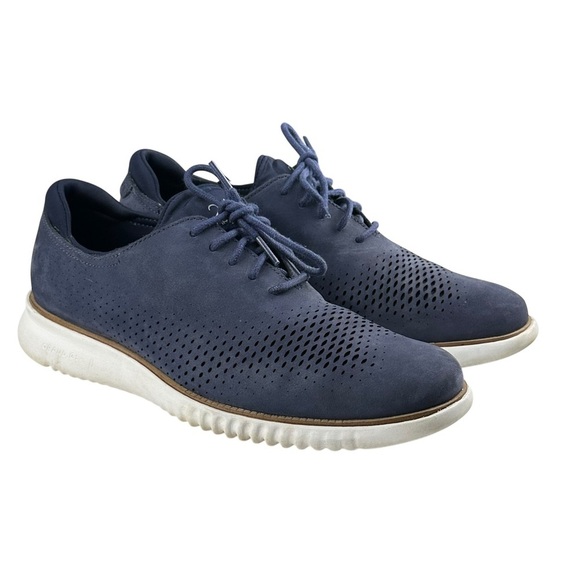 Cole Haan Men's ZeroGrand 2.0 Lined Laser Wingtip Oxford Blue C23806 Size 9 M - Picture 1 of 9